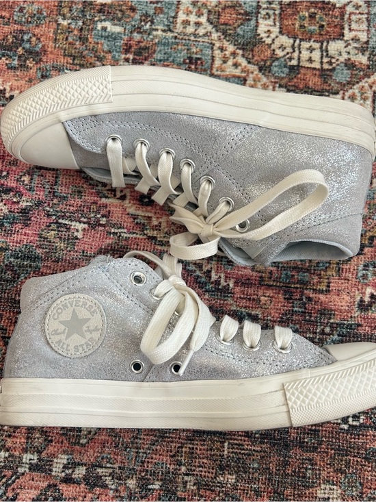 Converse Shoes - Women’s Converse Madison Mid Sneakers in Winter Slay Silver Glitter Size 7